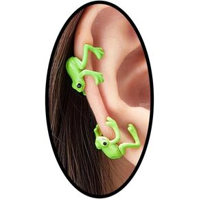 Frog Ear Cuff Earrings for Women Vintage Frog Ear Clip Earrings Green Frog Wrap Earrings No Piercing Cartilage Clip Animal Ear Cuff for Women Jewelry