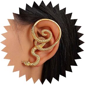 Punk Snake Ear Cuff Earrings Gold Snake Cuff Wrap Earrings Gothic Snake Climber Cartilage Earrings Snake Serpent Climber Earrings Jewelry for Women