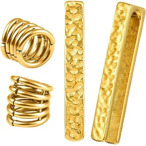 Casvort Hypoallergenic 316 Stainless Steel Gold Fashion Light Ear Weights Hangers with Hot Stacked Ring Ear Lobe Cuff