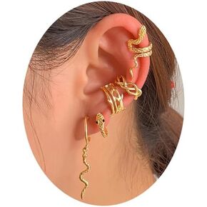 10Pcs Vintage Snake Earrings for Women C Thorn Hoop Earring Punk Snake Ear Cuff Clip Wrap Earrings Non Piercing Cartilage Cuff Earrings Gothic Jewelry Gifts