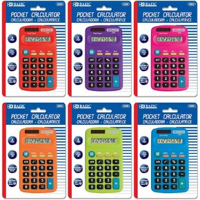BAZIC 8 Digit Pocket Size Calculator, Dual Power Solar & Battery, LCD Display, Mini Small Basic Standard Function Calculators, Black Color, 1-Pack