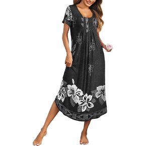 Ekouaer Moo Moos for Women House Dress Long Nightgown Flora Print Mumus Dress S-4XL