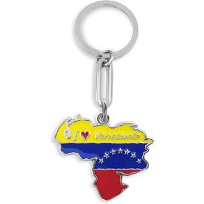 Metal Keychain I Love Venezuela 7 stars Map Souvenir