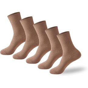 PADFOM Thin Cashmere Socks for Women, Super Soft Warm Cozy Winter Gift Crew Socks 5 Pairs Size 5-9