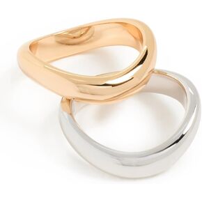 Women's Two-Tone Wave Ring Set