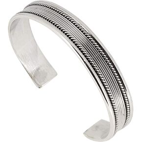 Solid 925 Sterling Silver Bangle Bracelet for Men, Men's Silver Cuff Bangle Braided Bangle