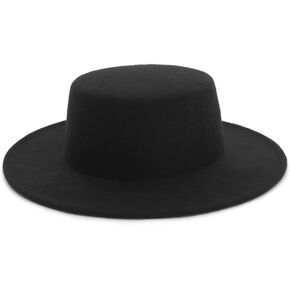 GEMVIE Women Men Wool Cowboy Hat Wide Brim Fedora Cowgirl Hat Party Church Derby Hat