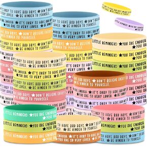 36 Pcs Motivational Wristbands Bulk Colored Inspirational Silicone Stretch Bracelets Mental Health Gift for Employee Coworker Team