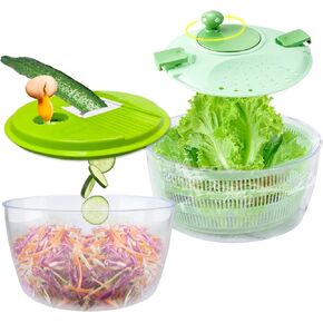5 In 1 Salad Spinner, Large Salad Spinner with Vegetable Chopper, Drain, Bowl, And Colander, Multi-Use Lettuce Spinner, Fruit Washer, Wash, Spin and dry Salad Greens, Fruits & Vegetables