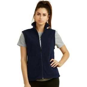 Women's Polar Fleece Full Zip Up Winter Vest (S, Navy) in Kuwait