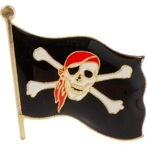 Artisan Owl Red Scarf Jolly Roger With Crossbone On Flag Pirate Lapel Hat Pin