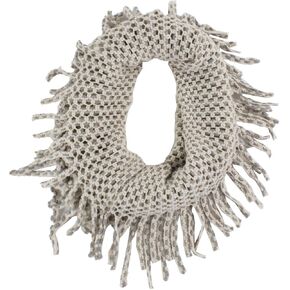 stylesilove Two Tone Womens Winter Warm Mini Tube Infinity Scarf With Fringe