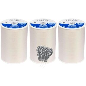Coats & Clark Dual Duty All Purpose Sewing Thread 230A 400 Yards Each Spool 3 Pack Bundle with Bella's Crafts Needle Threaders (Natural)