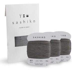 DARUMA Sashiko Thread Card Rolls Set of 3 (43.7 Yards x3) - Sewing & Embroidery, Includes Instruction Manual and Gift Packaging (Thin, Ecru)