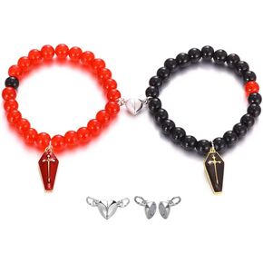 Matching Bracelets for Couple Halloween Bracelets Spider Ghost Cross Charms Bracelets Friendship Relationship Promise Bracelet for Best Friends Bff Jewelry Gifts