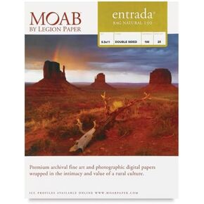 Legion Moab Entrada Digital Rag Paper - 8-1/2" x 11", Natural, 190 gsm, Pkg of 25