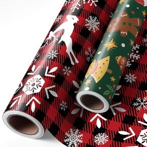 2 Rolls Christmas Wrapping Paper - Wrapping Paper Christmas Rolls | Christmas Gift Bags - Red, Green Christmas Decorations | Christmas Tissue Paper,Christmas Gifts for Kids Men Women,17 X 120 Inch