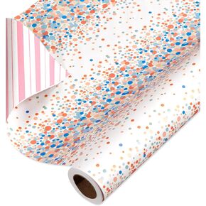American Greetings 175 sq. ft. Reversible Wrapping Paper for Birthdays, Weddings, Bridal Showers, Baby Showers and All Occasions, Multicolored Polka Dots (1 Roll, 30 in x 70 ft.)