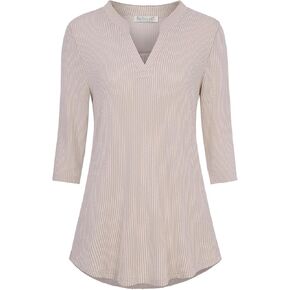 BAISHENGGT Womens 3/4 Sleeve Ribbed Stretchy Notch V Neck Blouses Tunic Tops