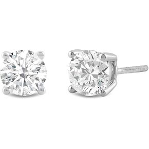 Everyday Elegance 14K White or Yellow Gold Classic Four Prong Stud Earrings | Round & Princess Cut Lab Grown Diamond | Screw Back Posts| 1.0 CTW TO 3.0 CTW (E-F Color, VS2-SI1 Clarity) | With Gift Box