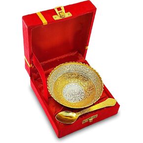 NOBILITY Silver Plated Light Weight Bowl Spoon Set with Red Box Diwali Christmas Eid Wedding Return Home Decoration Friends Family Corporate Gift Items Dessert Dry Fruits Serving Gifts 6 Sets
