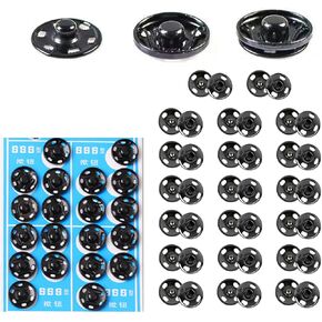 MIUPOO Metal Sew On Snap Buttons, Fasteners Press Studs for Sewing Clothes Jeans Overcoat DIY,0.47Inches/12mm Dia Snaps,20 Sets,Black