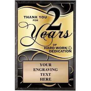 Corporate Plaques - 5 x 7 Thank You for 2 Years Recognition Trophy Plaque Award Prime