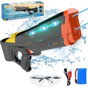 EagleStone Shark Electric Water Gun for Kids,Automatic Water Squirt Gun with Cool LED Light,Up to 33FT Shooting Range,1500mAh Large-Capacity Battery,Summer Pool Favor,Outdoor Beach Pool Toys