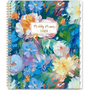 2025 Monthly Planner - JAN. 2025 - DEC. 2025 Monthly Planner, 8.5" x 11", 2025 Calendar Monthly Planner with Contacts and Back Pocket, Twin-Wire Binding - Floral