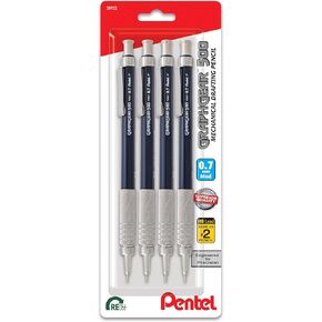 Pentel GraphGear 500 Mechanical Drafting Pencil, (0.7mm), Medium Line, Blue Barrel, Pack of 4 (PG527BP4C)