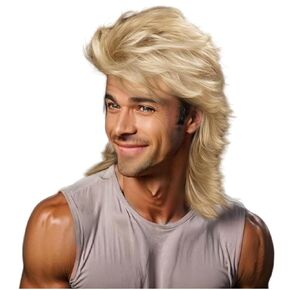 Mullet Wig 80s Men Wig,Punk Rocker Hair Party Daily Halloween Costumes Long Wigs