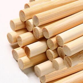 60Pcs 1/4 x 12 Inch Wooden Dowel Rods Wood Sticks Bamboo Sticks Precut Wooden Rod Sticks - for Crafts and Cake Dowels and Flag Making DIY Hardwood Craft Kids' Projects Creative Decoration Projects