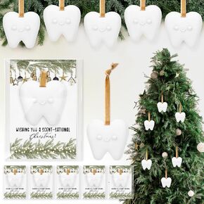 Nuanchu Christmas Dental Assistant Gifts Tooth Scented Ornaments Festive Fir Scents Dental Hygiene Gift Air Freshener Dental Office Decor Christmas Tree Decorations for Dentist