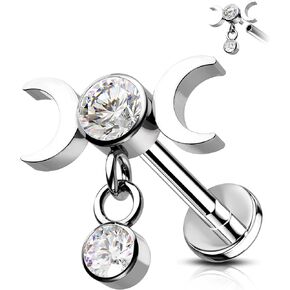 CM Crareesi Mania Conch Piercing Jewelry Dangle 316L Stainless Steel 16G Helix Cartilage Tragus Forward Helix Piercing Jewelry Internally Threaded Flat Back Earrings for Women