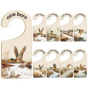 Whaline 8Pcs Baby Closet Size Dividers Watercolor Safari Animals Hanging Wooden Baby Closet Organizer Newborn to 24 Months Thicken Baby Wardrobe Organizer