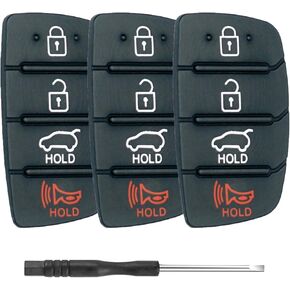 Key Fob Rubber Button Replacement Fits for Hyundai Santa Fe / Hyundai Sonata 2013-2019 Keyless Entry Remote Control Key Button Pad Cover, 4 Buttons Key Rubber Insert Key Fob Shell Cover Case Keypad