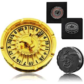 G20 Roulette Dice Spinner for DND Dice Set, 7-in-1 Dragon Metallic D&D Dice with Gift Case for Dungeons and Dragon Game, RPG Role Playing Table Game Gifts (Black-red)