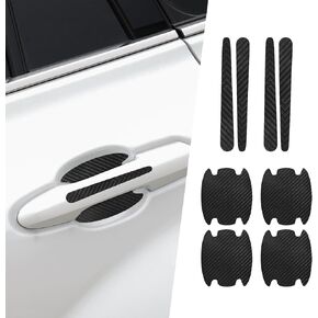 8PCS Car Door Handle Scratch Protectors, Door Handle Cover, Door Handle Cup Protective Film for Cars, Car Accessories Carbon Fiber Car Door Handle Bowl Sticker Universal Fit for Car (Black)