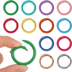Molain 12Pcs Metal Spring O Rings Round Carabiner Keyring, 25mm Snap Clip Trigger Spring Keyrings Buckle, DIY Accessories Spring Ring for Keychains, Bag, Purse, Handbag(1 inch)