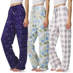 Ultra Performance Womens Pajama PJ Pants 3 Pack Lounge Bottoms Pajamas for Women (Avail in Plus Sizes)