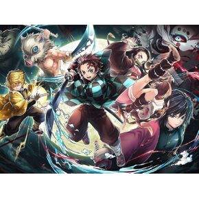 HONGJIE DIY 5D Diamond Art Painting Kit, Anime 20X16 inches Round Full Drill Crystal Rhinestone Embroidery Cross Stitch Arts Craft for Home Wall Decor
