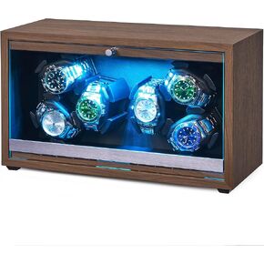 ANWBROAD Watch Winder 6 Watch Spinner with LED and Super Quiet Motor Watch Rotator 4 أوضاع دوارة ساعات Winder Box Watch Shaker Gift UJWW003M