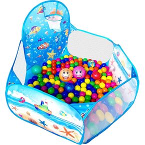 KingBee Ball Pit Pop Up Children Play Tent, Ocean Pool Baby Toddler Playpen with Basketball Hoop - Toys Gifts for Kids Girls Boys 3 4 5 6 Year Old - Balls Not Included (Pink)
