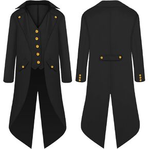 Men's Steampunk Vintage Tailcoat Jacket Halloween Costumes Victorian Frock Coat Renaissance Pirate Medieval Vampire Uniform