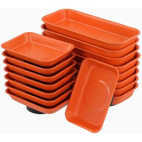 16 PCS Orange Magnet Screw Trays, Stainless Steel Magnetic Parts Trays, Square Magnetic Tool Trays for Garage, machine Shop, Hardware Store