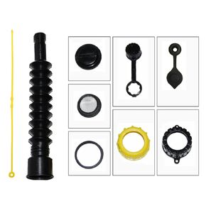 KP KOOL PRODUCTS Universal Gas Can Spout Replacement, Gas Can Nozzle Replacement with Screw Collar Caps, Gas can Vent caps, Stopper Cap, Gas can Gasket and Stainless Steel Filter (Pack of 10)