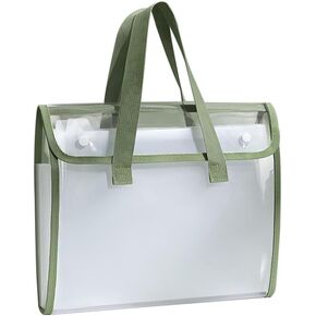 Portable Clear Expanding File Folder Poly Accordion File Organizer with Handle, 13 pockets