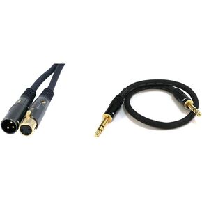 Monoprice XLR Male to XLR Female Cable - 1.5 Feet - Black, 16AWG, Gold Plated Copper Wire Conductors - Premier Series