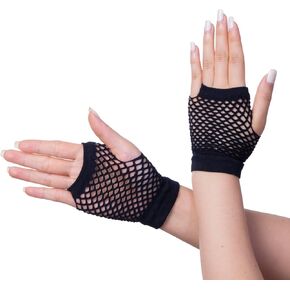 Alvogimor Fishnet Gloves,Mesh Fingerless Gloves, Elastic Nylon Wrist Gloves for Women 80's Theme Party Halloween