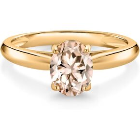 Gem Stone King 10K Yellow Gold 8X6MM Oval Gemstone Birthstone Solitaire Engagement Ring | Wedding Anniversary Promise Gold Ring For Women | Available In Size 5, 6, 7, 8, 9